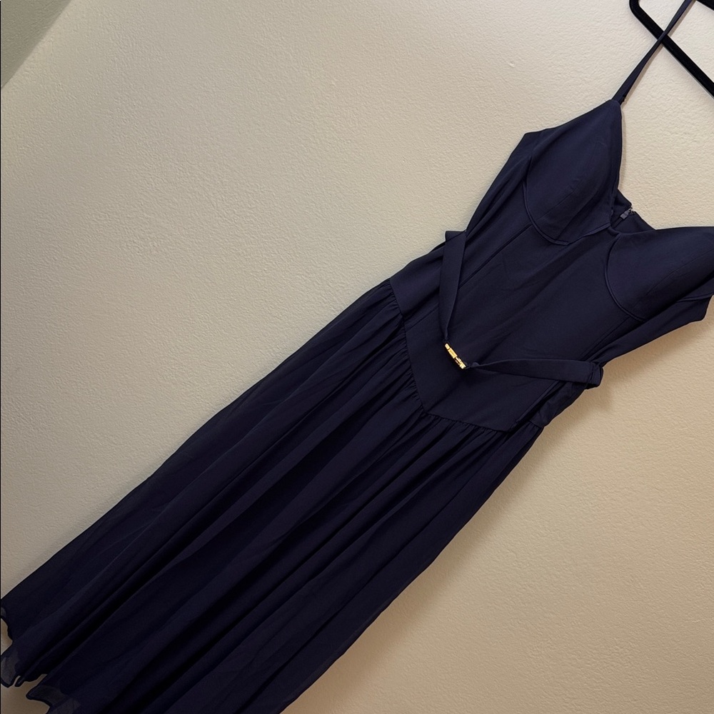 Anthropologie size 12 Hutch Ruby Sleeveless Bustier Belted Drop-Waist Maxi Dress - Picture 4 of 9